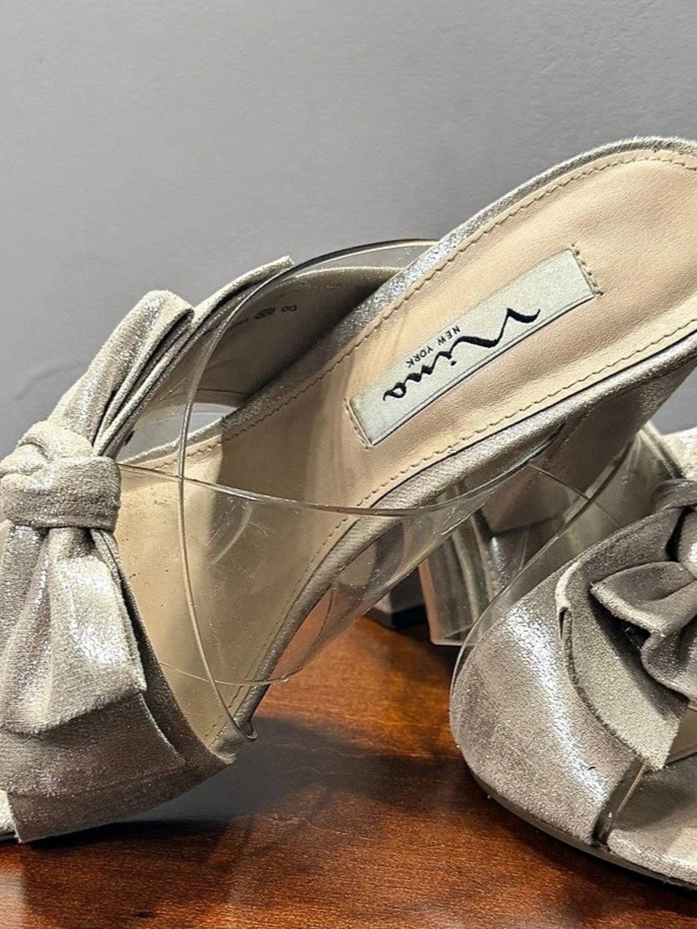 Nina Metallic Bow Heels